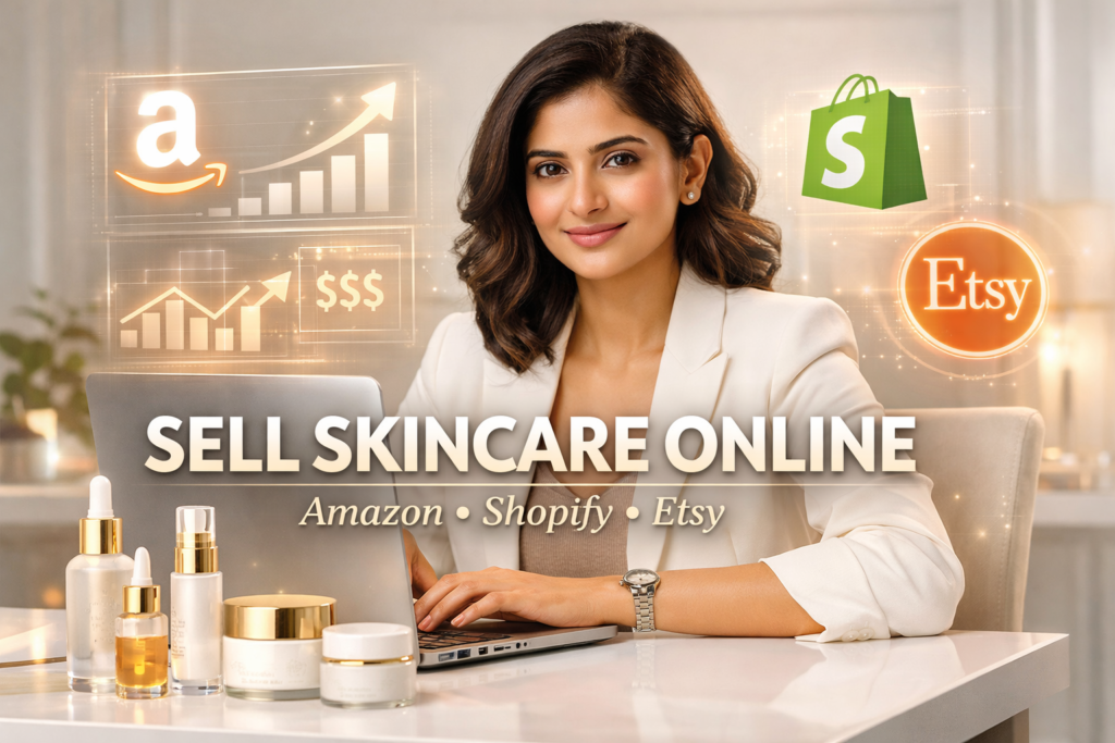 how to sell white label skincare on Amazon Shopify Etsy
